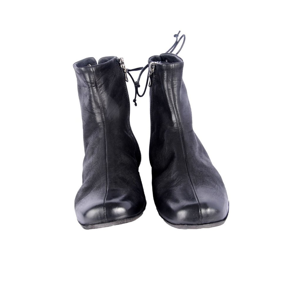 Black Ankle boots in vintage leather by Ink - Picture 2 of 8